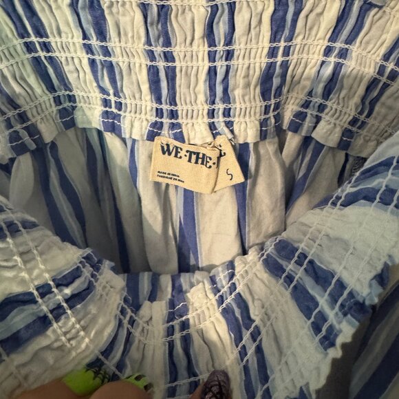 NWOT Free People Thin Strap Stretch Chest Top Blue White Striped Small - Picture 2 of 3